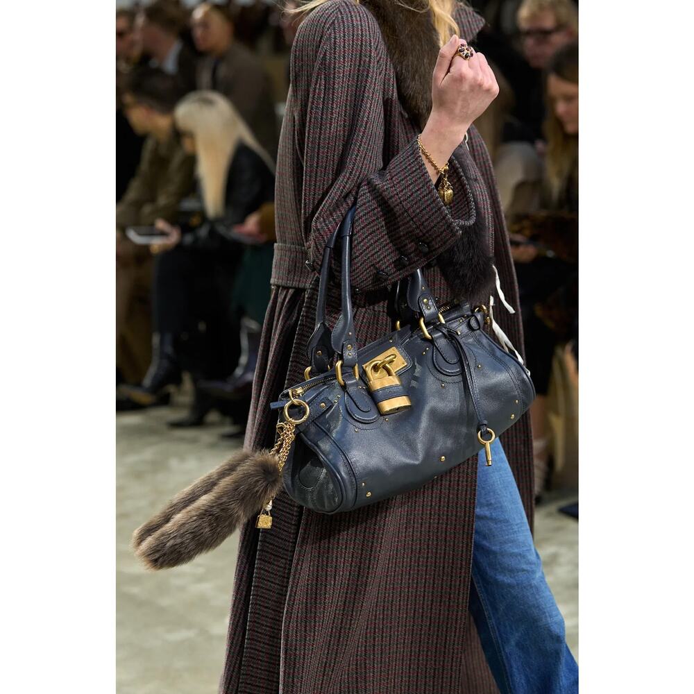 CHLOE Paddington Charcoal Dark Gray Gold Satchel Y2K Bag Shoulder Phoebe Philo - Picture 2 of 12